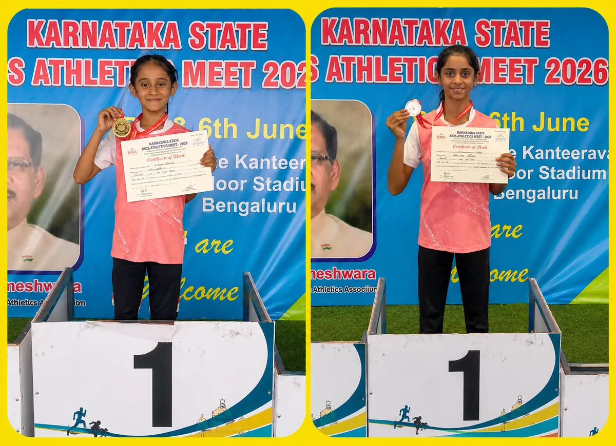 Twin Triumphs on the Track: Ladyhill School’s Kshamaya & Adithi Amin Shine @ the Karnataka State Kids Athletics Meet 2026
